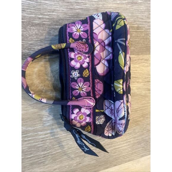 VERA BRADLEY MINI PURSE W/ HANDLES  PURPLE FLORAL NIGHTINGALE - Picture 4 of 7